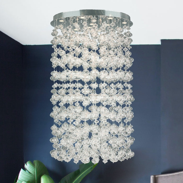 Effervescence Polished Chrome Clear Glass 13 Light Halogen Flushmount - Flushmounts