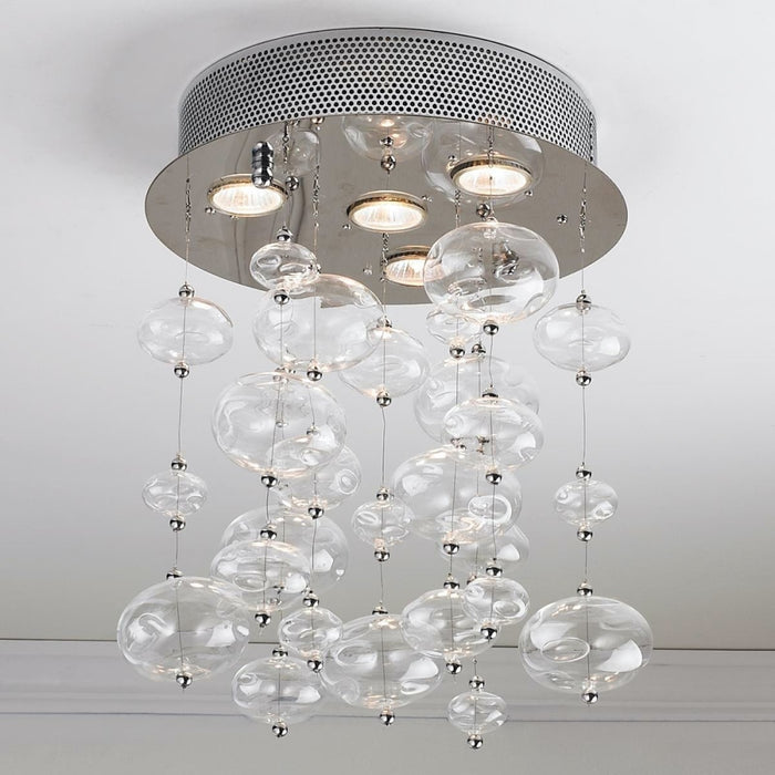 Effervescence Polished Chrome Clear Glass 4 Light Halogen Flushmount - Flushmounts
