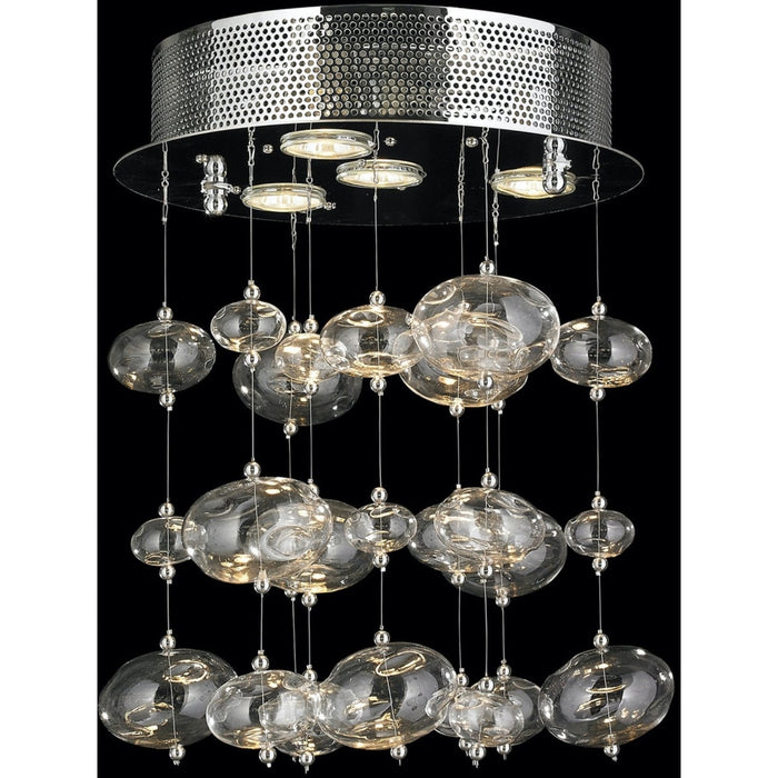 Effervescence Polished Chrome Clear Glass 4 Light Halogen Flushmount - Flushmounts