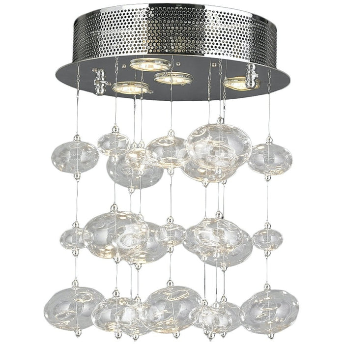 Effervescence Polished Chrome Clear Glass 4 Light Halogen Flushmount - Flushmounts