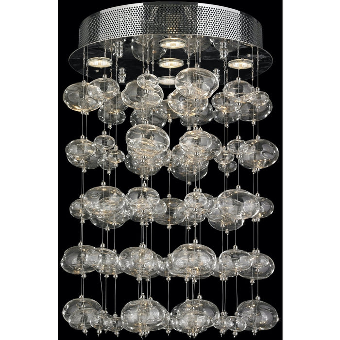 Effervescence Polished Chrome Clear Glass 5 Light Halogen Flushmount - Flushmounts