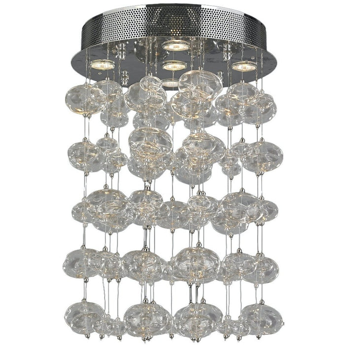 Effervescence Polished Chrome Clear Glass 5 Light Halogen Flushmount - Flushmounts