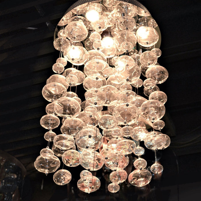 Effervescence Polished Chrome Clear Glass 5 Light Halogen Flushmount - Flushmounts