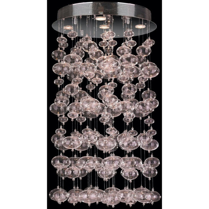 Effervescence Polished Chrome Clear Glass 7 Light Halogen Flushmount - Flushmounts