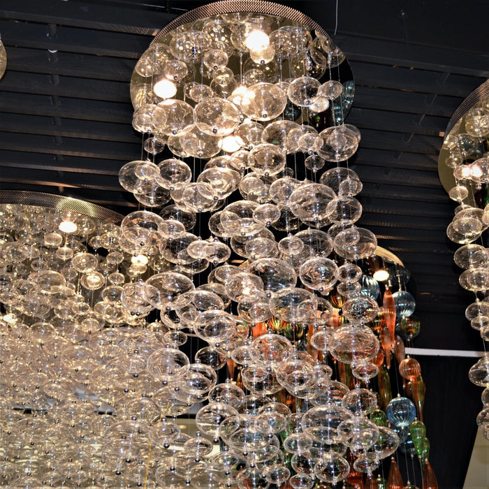 Effervescence Polished Chrome Clear Glass 7 Light Halogen Flushmount - Flushmounts