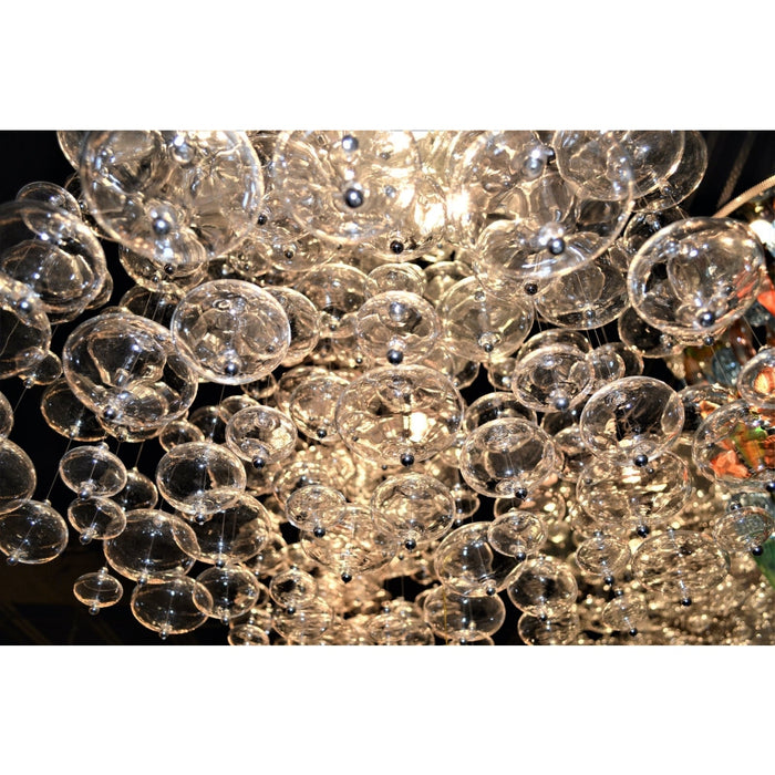 Effervescence Polished Chrome Clear Glass 9 Light Halogen Flushmount - Flushmounts