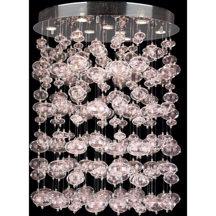 Effervescence Polished Chrome Clear Glass 9 Light Halogen Flushmount - Flushmounts