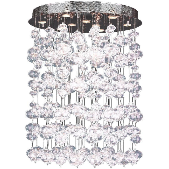 Effervescence Polished Chrome Clear Glass 9 Light Halogen Flushmount - Flushmounts