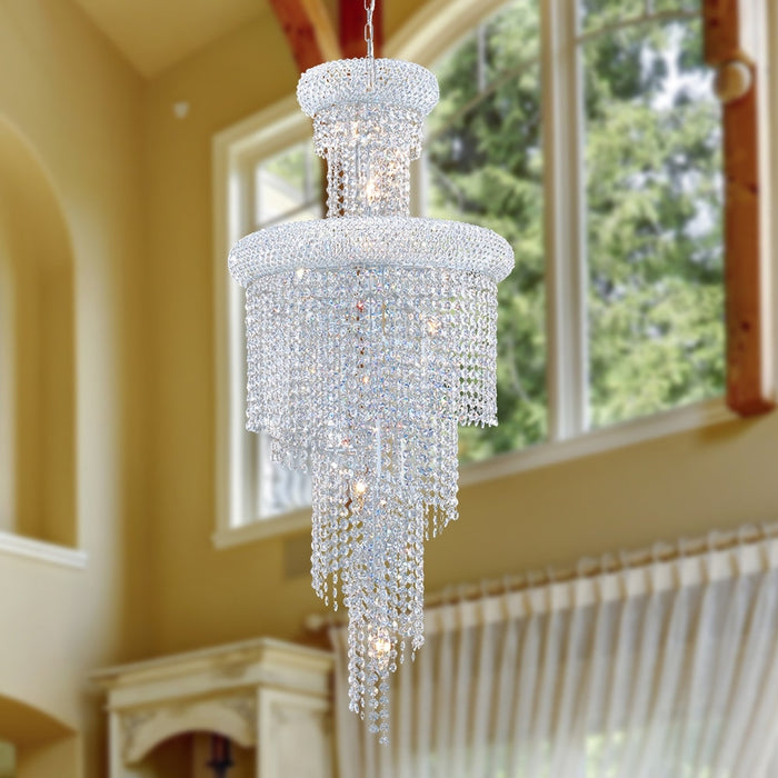 Empire Polished Chrome Clear Crystal 10 Light Chandelier - Chandeliers