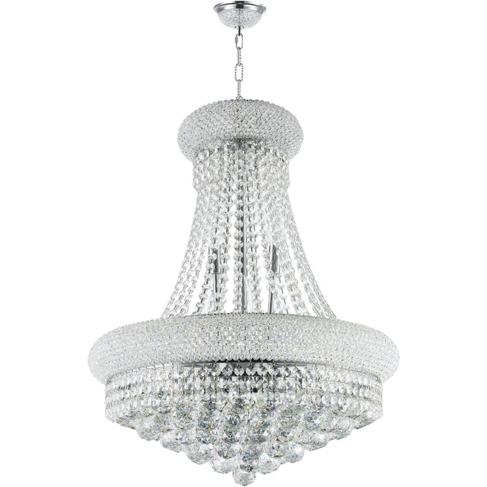 Empire Polished Chrome Clear Crystal 12 Light Chandelier - Chandeliers