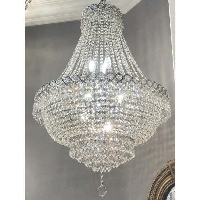 Empire Polished Chrome Clear Crystal 12 Light Chandelier - Chandeliers