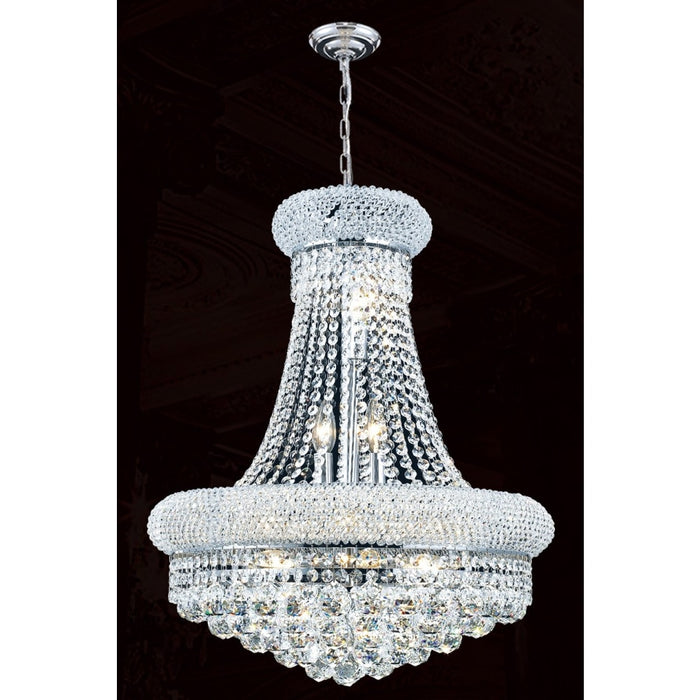 Empire Polished Chrome Clear Crystal 12 Light Chandelier - Chandeliers