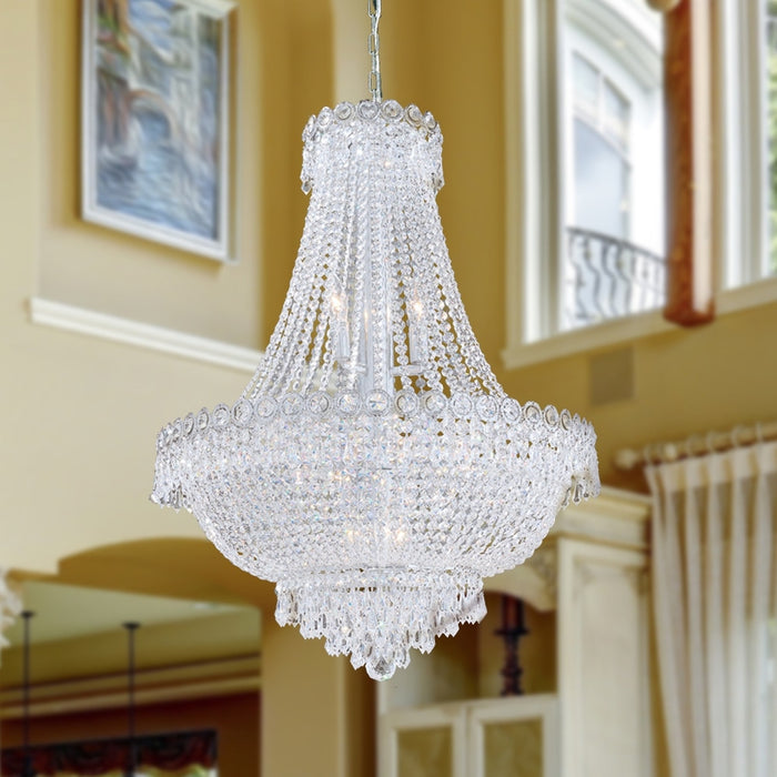 Empire Polished Chrome Clear Crystal 12 Light Chandelier - Chandeliers