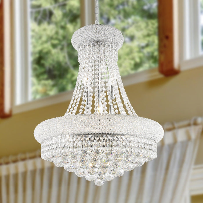 Empire Polished Chrome Clear Crystal 12 Light Chandelier - Chandeliers
