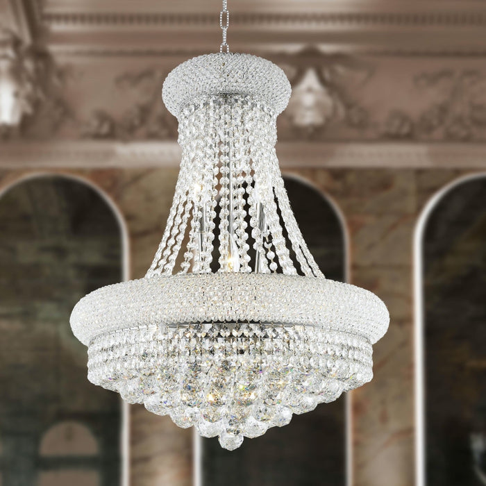 Empire Polished Chrome Clear Crystal 12 Light Chandelier - Chandeliers