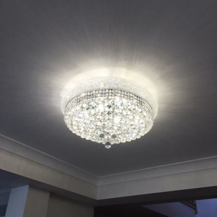 Empire Polished Chrome Clear Crystal 12 Light Flushmount - Flushmounts