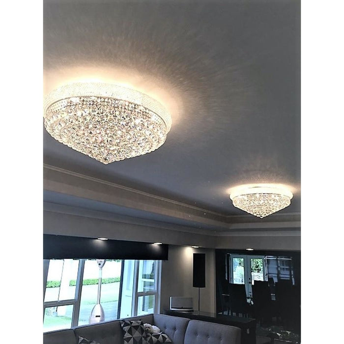 Empire Polished Chrome Clear Crystal 15 Light Flushmount - Flushmounts
