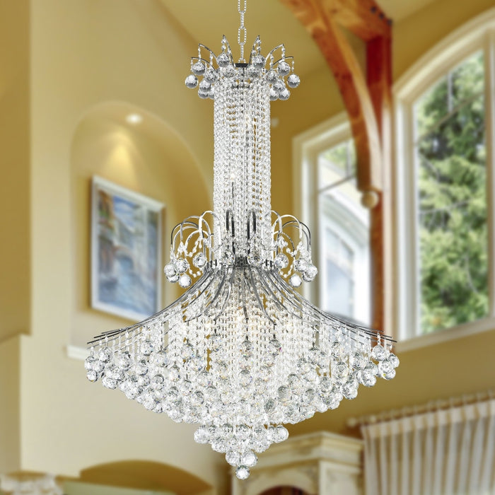 Empire Polished Chrome Clear Crystal 16 Light Chandelier - Chandeliers