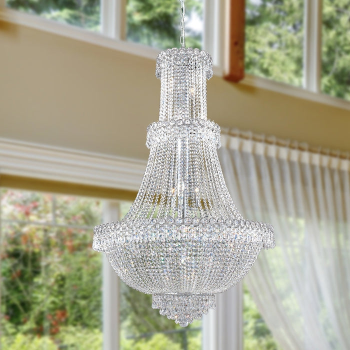 Empire Polished Chrome Clear Crystal 17 Light Chandelier - Chandeliers
