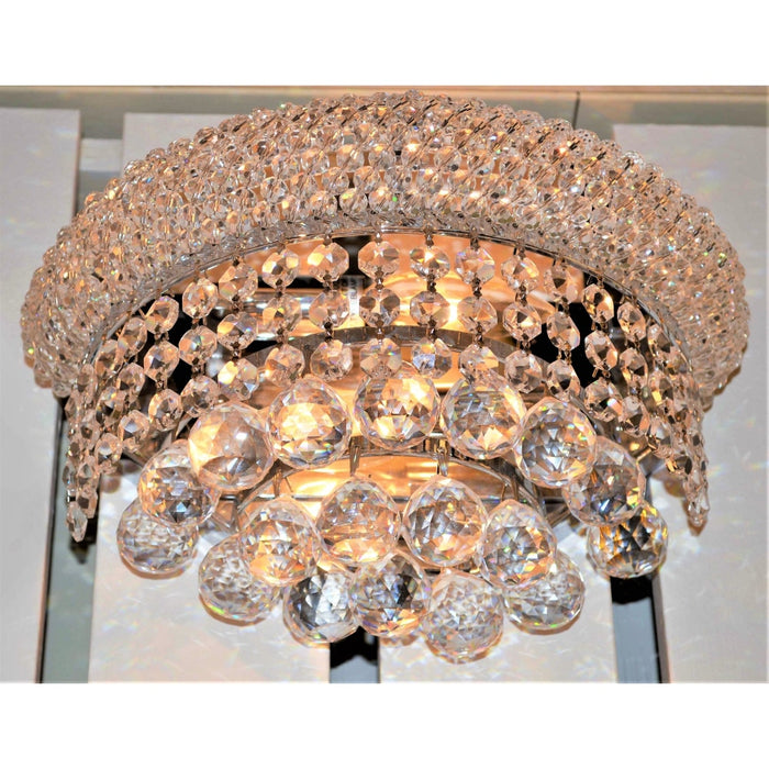 Empire Polished Chrome Clear Crystal 2 Light Wall Sconce - Wall Sconces