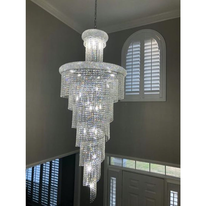 Empire Polished Chrome Clear Crystal 28 Light Chandelier - Chandeliers