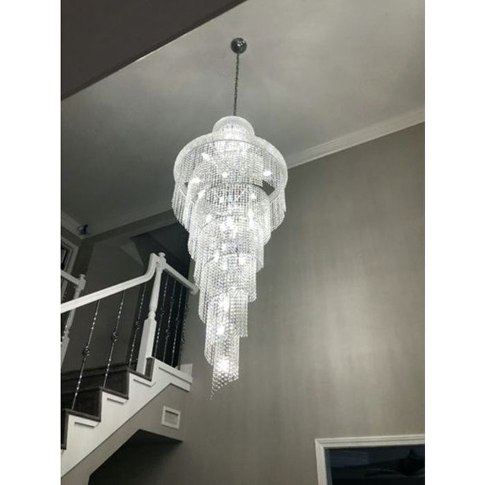 Empire Polished Chrome Clear Crystal 28 Light Chandelier - Chandeliers