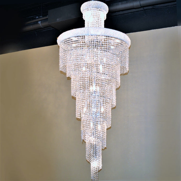 Empire Polished Chrome Clear Crystal 28 Light Chandelier - Chandeliers