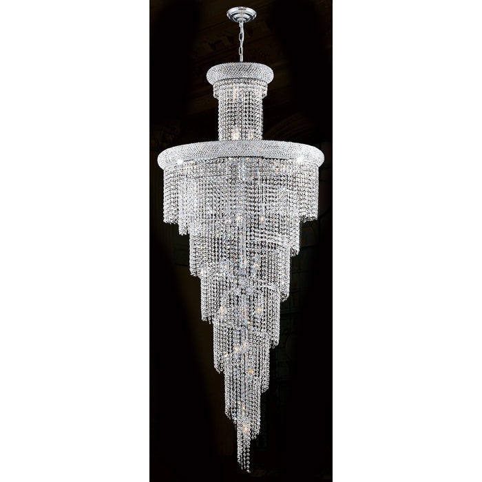 Empire Polished Chrome Clear Crystal 28 Light Chandelier - Chandeliers