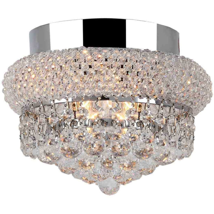 Empire Polished Chrome Clear Crystal 3 Light Flushmount - Flushmounts