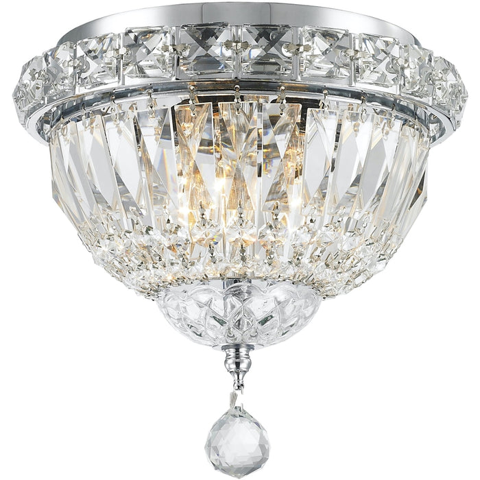 Empire Polished Chrome Clear Crystal 3 Light Flushmount - Flushmounts