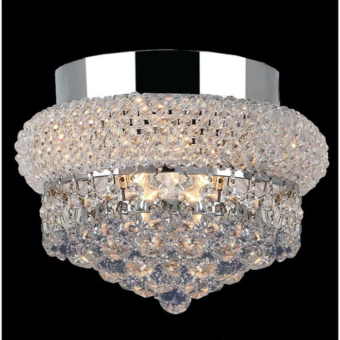 Empire Polished Chrome Clear Crystal 3 Light Flushmount - Flushmounts