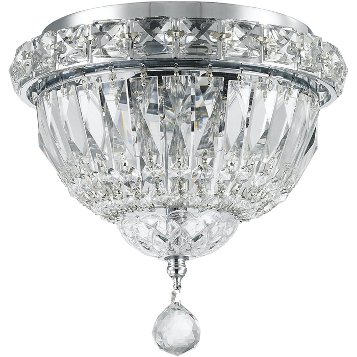 Empire Polished Chrome Clear Crystal 3 Light Flushmount - Flushmounts