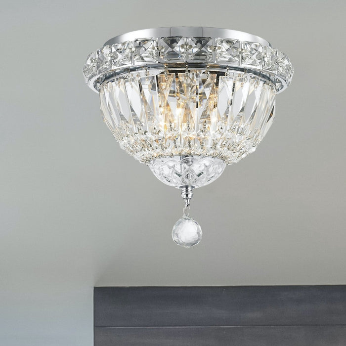 Empire Polished Chrome Clear Crystal 3 Light Flushmount - Flushmounts