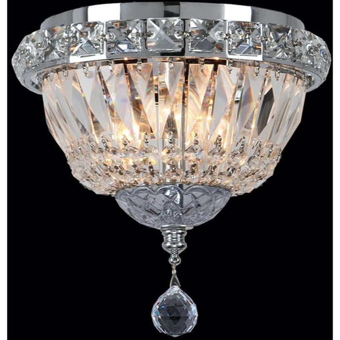 Empire Polished Chrome Clear Crystal 3 Light Flushmount - Flushmounts