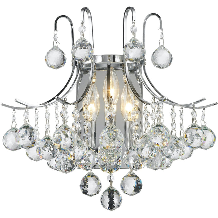 Empire Polished Chrome Clear Crystal 3 Light Wall Sconce - Wall Sconces