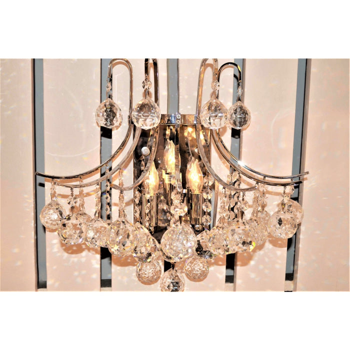 Empire Polished Chrome Clear Crystal 3 Light Wall Sconce - Wall Sconces