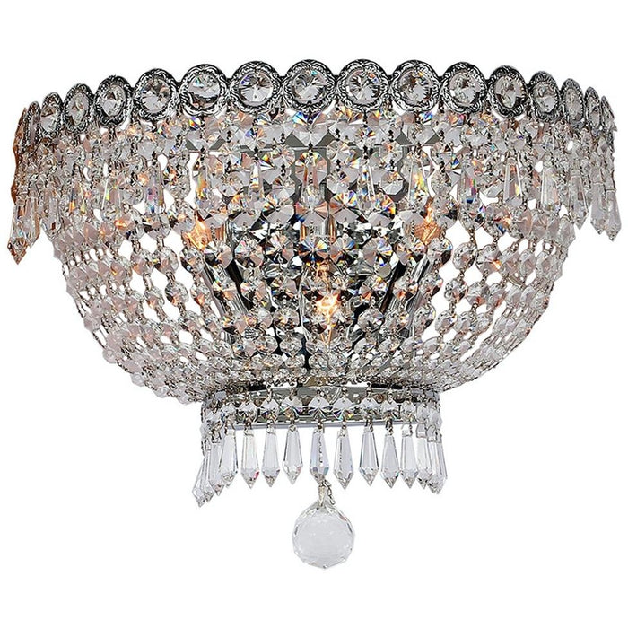 Empire Polished Chrome Clear Crystal 3 Light Wall Sconce - Wall Sconces