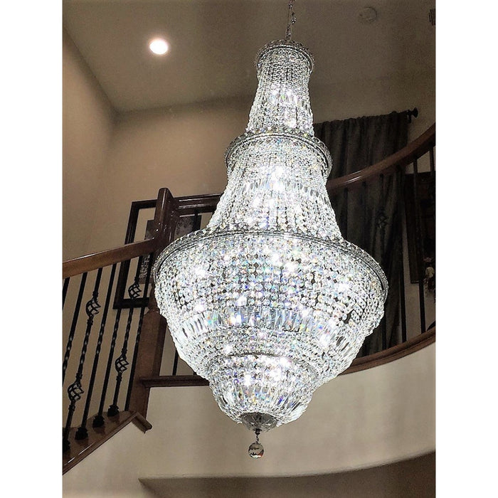 Empire Polished Chrome Clear Crystal 34 Light Chandelier - Chandeliers