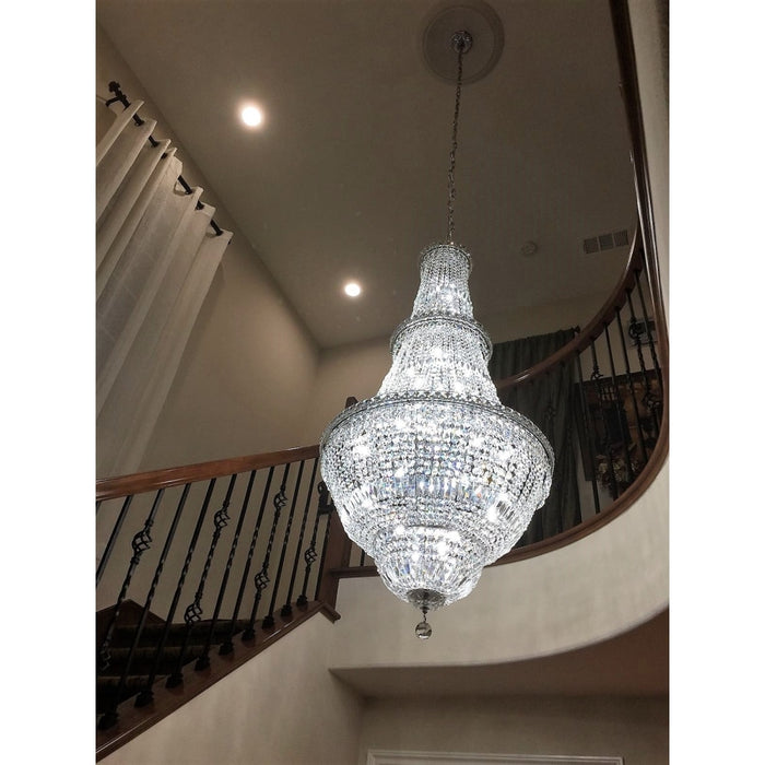 Empire Polished Chrome Clear Crystal 34 Light Chandelier - Chandeliers