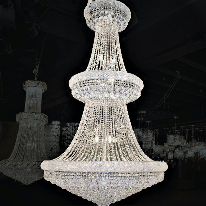 Empire Polished Chrome Clear Crystal 38 Light Chandelier - Chandeliers