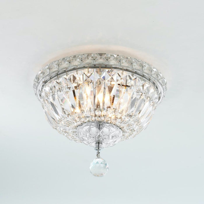 Empire Polished Chrome Clear Crystal 4 Light Flushmount - Flushmounts