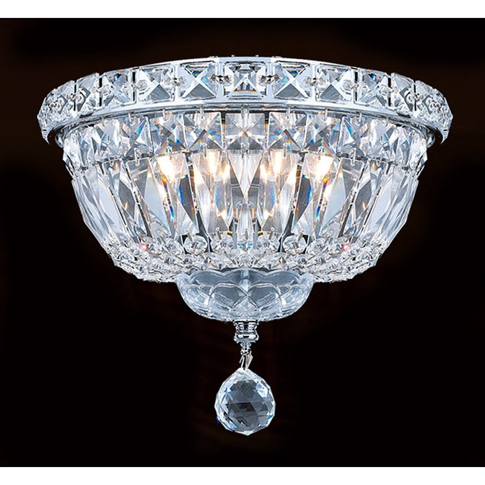 Empire Polished Chrome Clear Crystal 4 Light Flushmount - Flushmounts