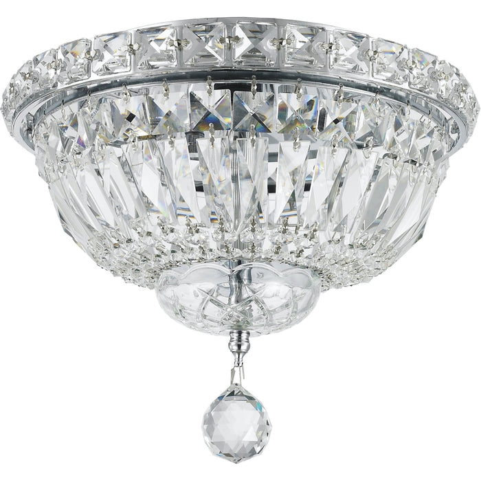 Empire Polished Chrome Clear Crystal 4 Light Flushmount - Flushmounts