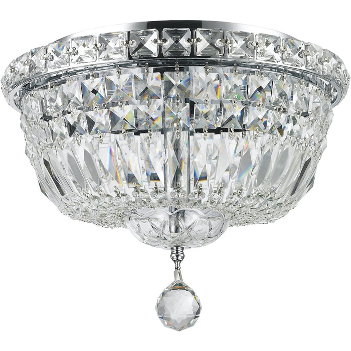 Empire Polished Chrome Clear Crystal 4 Light Flushmount - Flushmounts