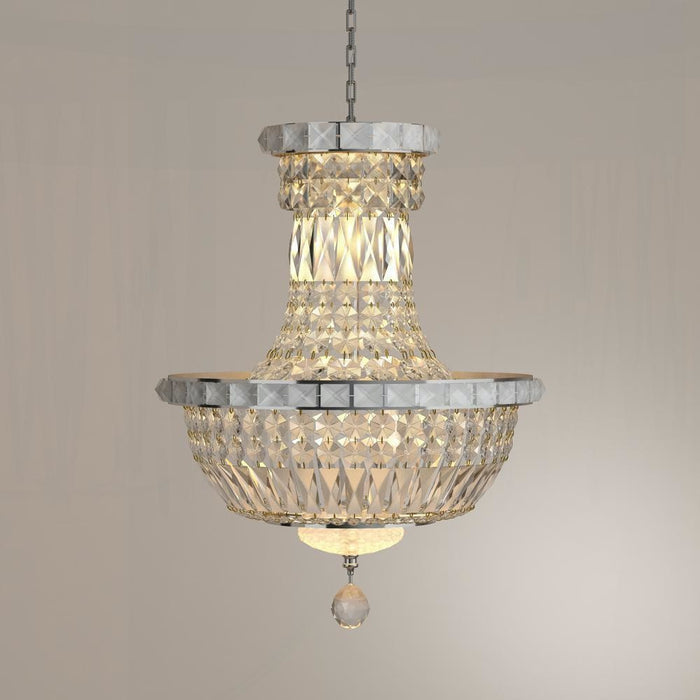 Empire Polished Chrome Clear Crystal 6 Light Chandelier - Chandeliers