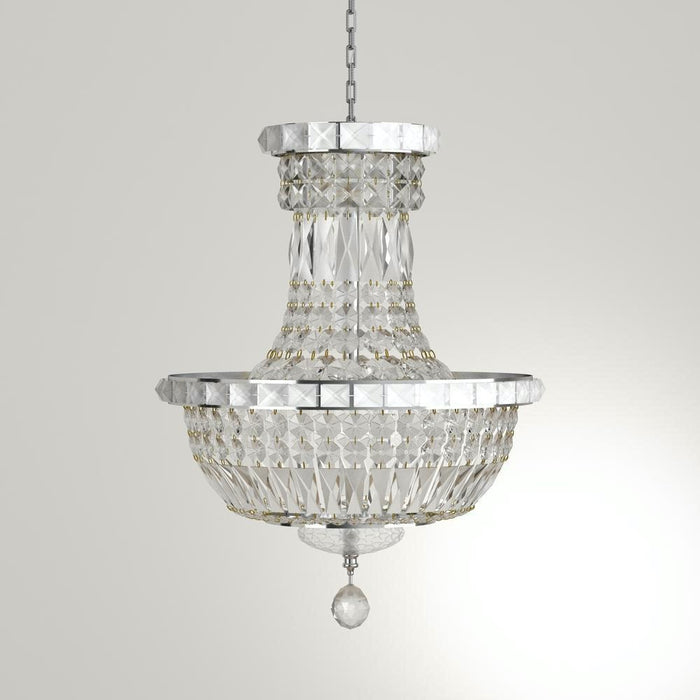 Empire Polished Chrome Clear Crystal 6 Light Chandelier - Chandeliers