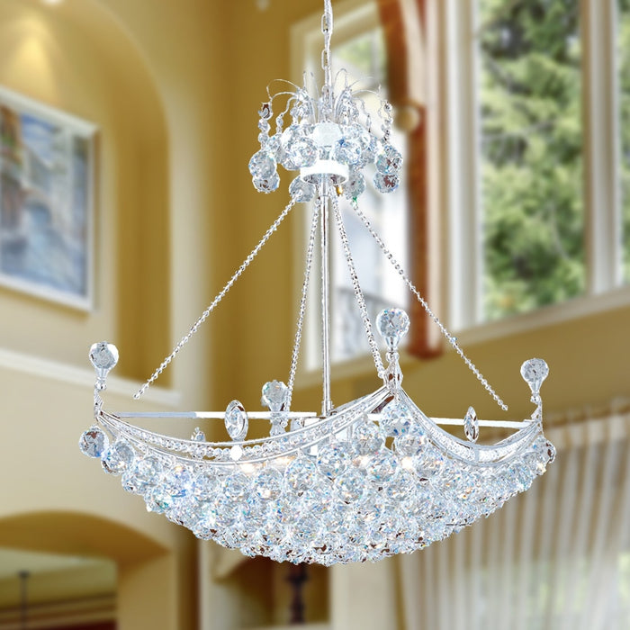 Empire Polished Chrome Clear Crystal 6 Light Chandelier - Chandeliers