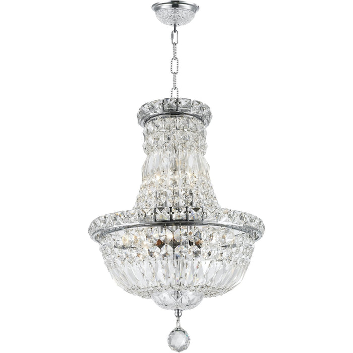 Empire Polished Chrome Clear Crystal 6 Light Chandelier - Chandeliers