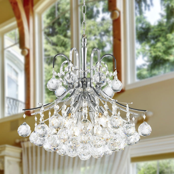 Empire Polished Chrome Clear Crystal 6 Light Chandelier - Chandeliers