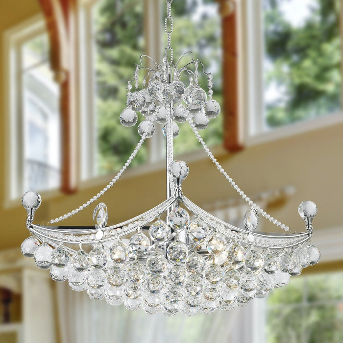 Empire Polished Chrome Clear Crystal 6 Light Chandelier - Chandeliers